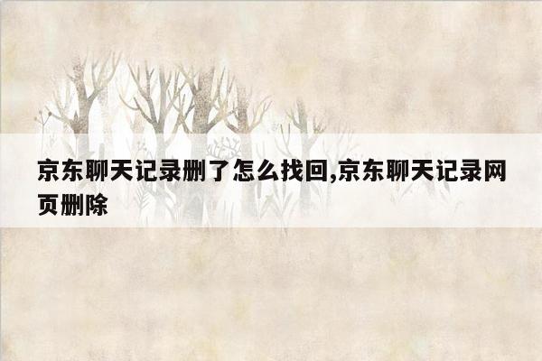 京东聊天记录删了怎么找回,京东聊天记录网页删除