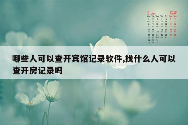 哪些人可以查开宾馆记录软件,找什么人可以查开房记录吗