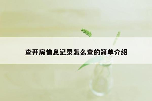 查开房信息记录怎么查的简单介绍