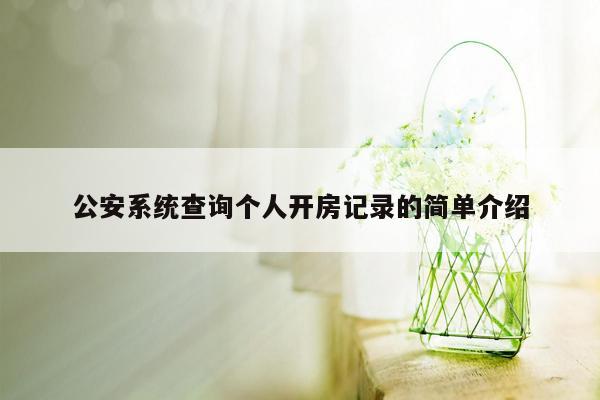 公安系统查询个人开房记录的简单介绍