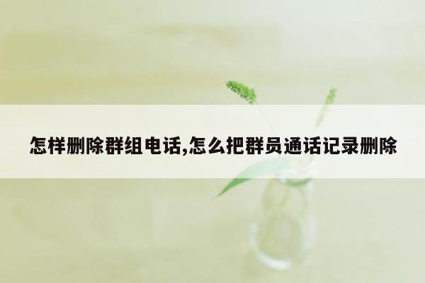 怎样删除群组电话,怎么把群员通话记录删除