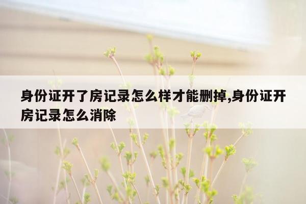 身份证开了房记录怎么样才能删掉,身份证开房记录怎么消除