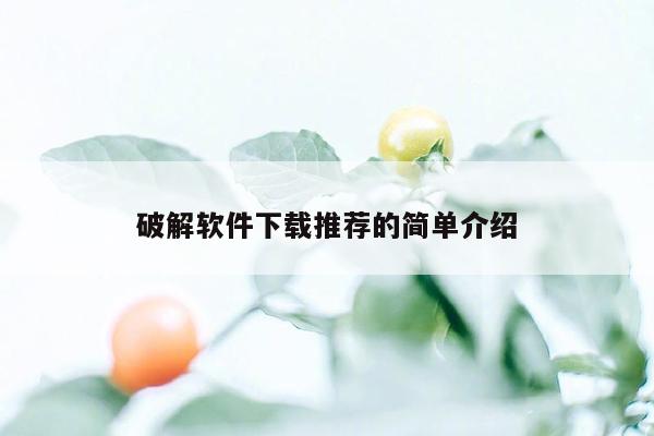 破解软件下载推荐的简单介绍