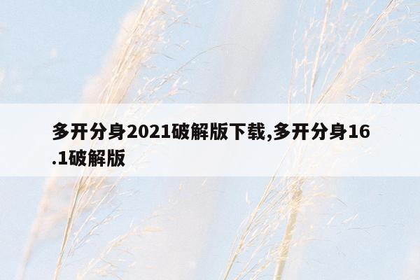 多开分身2021破解版下载,多开分身16.1破解版