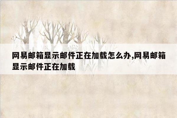 网易邮箱显示邮件正在加载怎么办,网易邮箱显示邮件正在加载