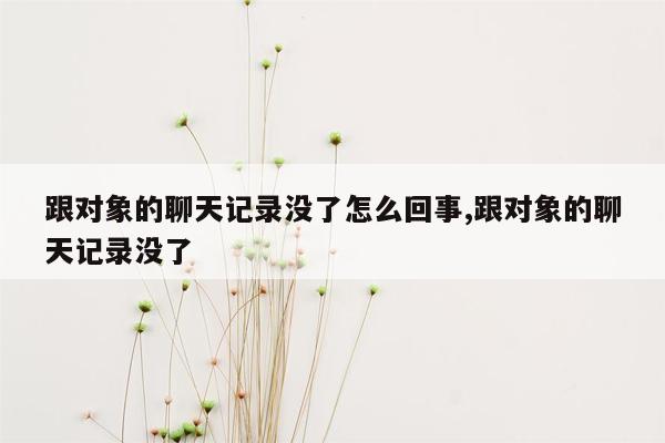 跟对象的聊天记录没了怎么回事,跟对象的聊天记录没了