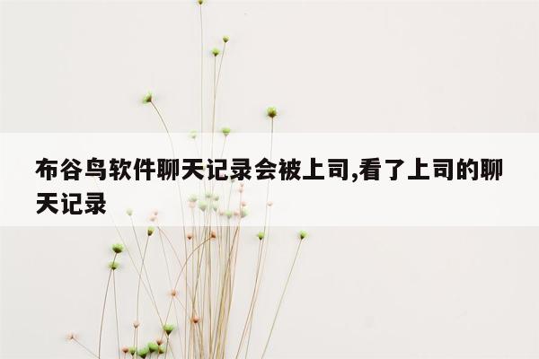 布谷鸟软件聊天记录会被上司,看了上司的聊天记录