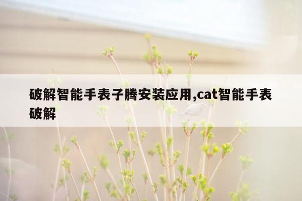 破解智能手表子腾安装应用,cat智能手表破解