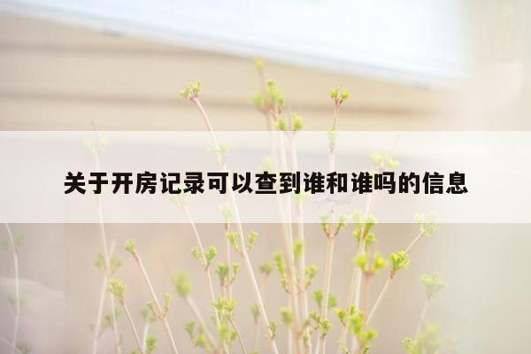 关于开房记录可以查到谁和谁吗的信息