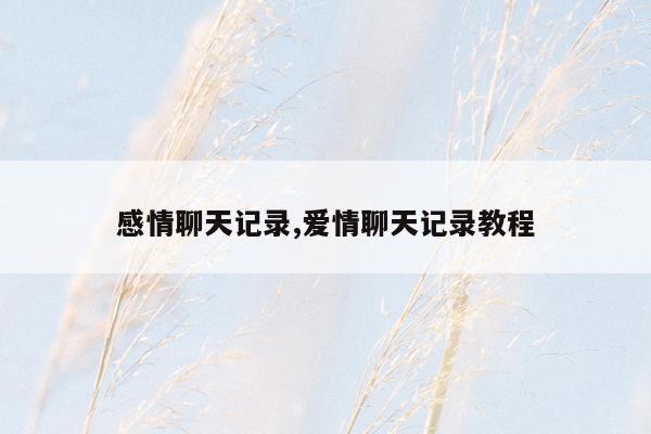 感情聊天记录,爱情聊天记录教程