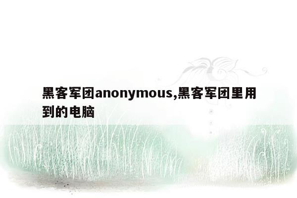 黑客军团anonymous,黑客军团里用到的电脑