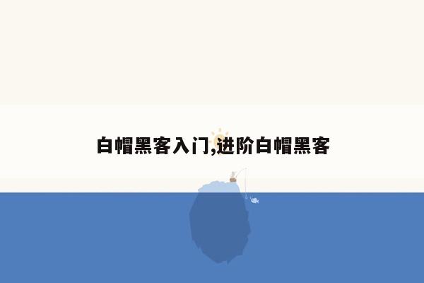 白帽黑客入门,进阶白帽黑客