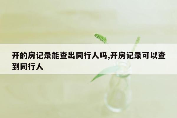 开的房记录能查出同行人吗,开房记录可以查到同行人