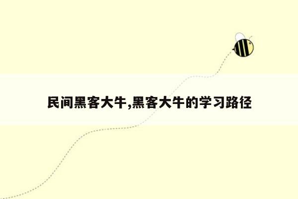 民间黑客大牛,黑客大牛的学习路径