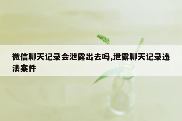 微信聊天记录会泄露出去吗,泄露聊天记录违法案件