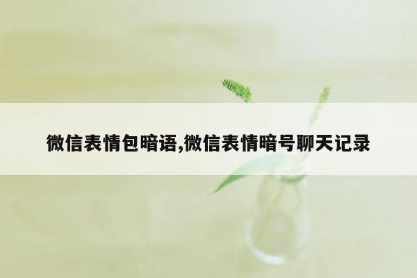 微信表情包暗语,微信表情暗号聊天记录