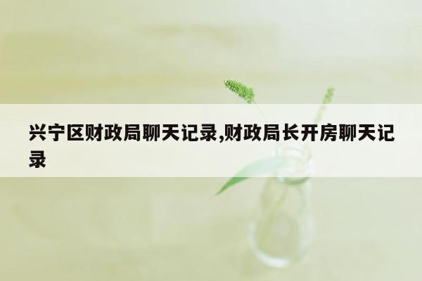 兴宁区财政局聊天记录,财政局长开房聊天记录