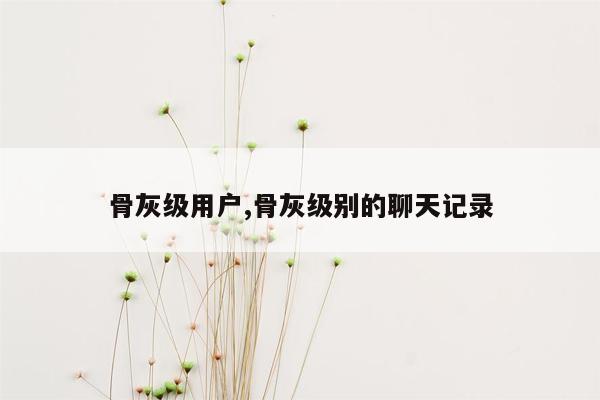 骨灰级用户,骨灰级别的聊天记录