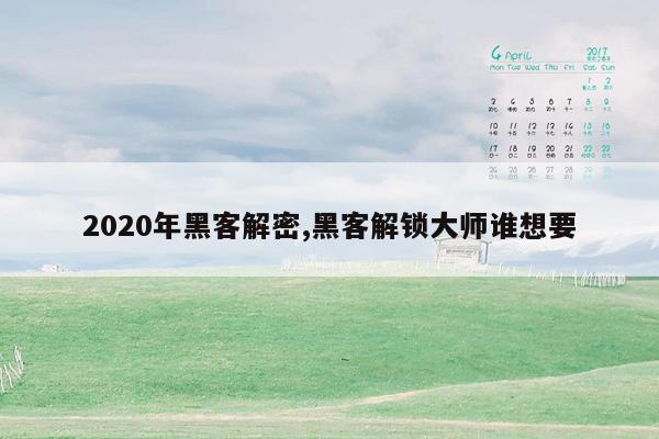 2020年黑客解密,黑客解锁大师谁想要