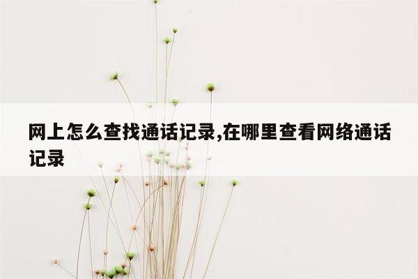 网上怎么查找通话记录,在哪里查看网络通话记录