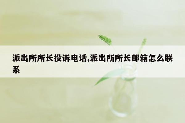 派出所所长投诉电话,派出所所长邮箱怎么联系