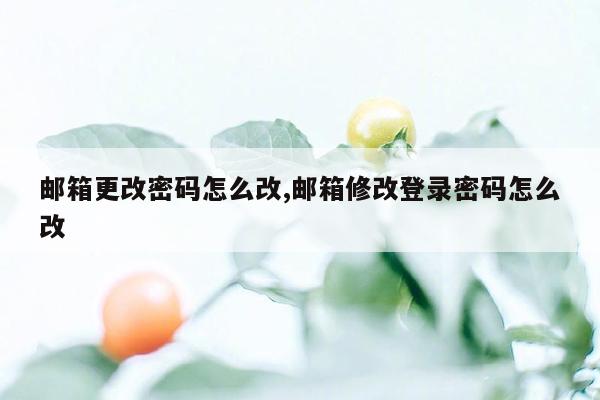 邮箱更改密码怎么改,邮箱修改登录密码怎么改