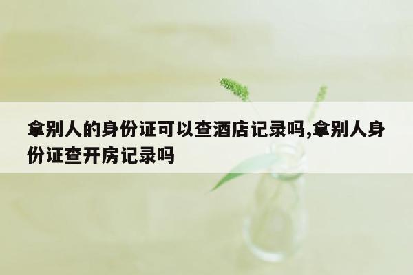 拿别人的身份证可以查酒店记录吗,拿别人身份证查开房记录吗