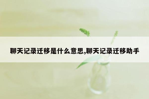 聊天记录迁移是什么意思,聊天记录迁移助手