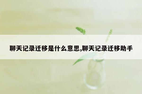 聊天记录迁移是什么意思,聊天记录迁移助手