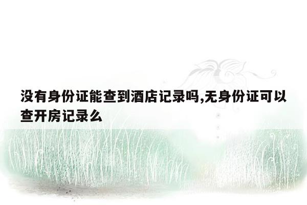 没有身份证能查到酒店记录吗,无身份证可以查开房记录么