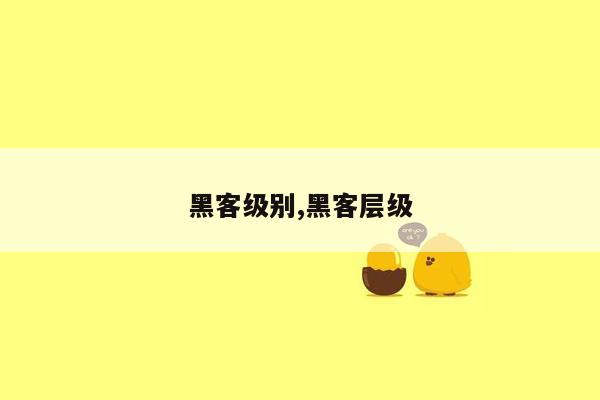 黑客级别,黑客层级