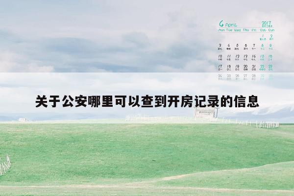 关于公安哪里可以查到开房记录的信息