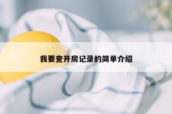 我要查开房记录的简单介绍