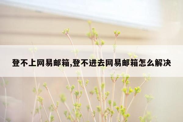 登不上网易邮箱,登不进去网易邮箱怎么解决